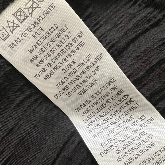 French Connection black boza crinkle dress long sleeve mock neck smocked size S - Picture 9 of 9